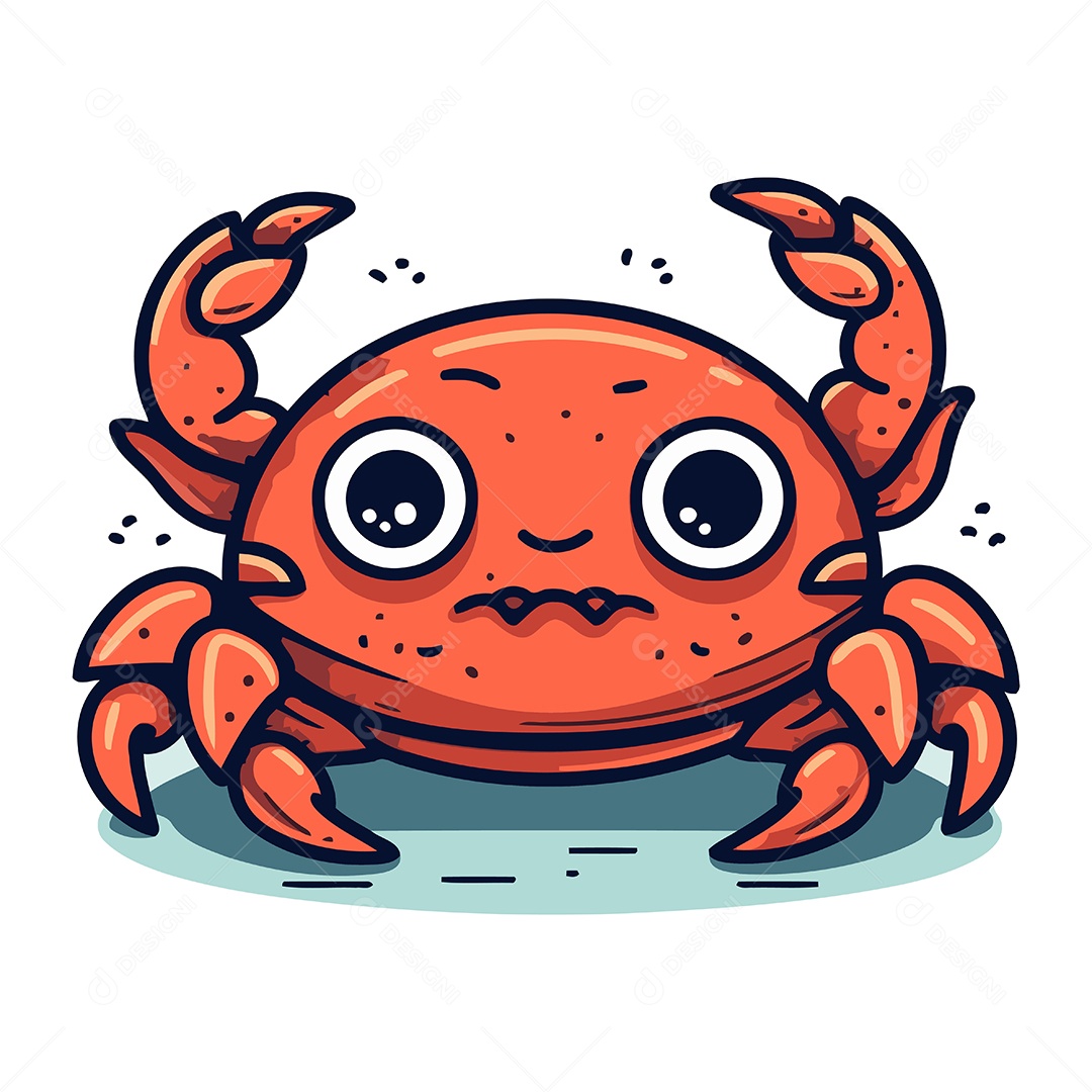 Caranguejo Fofo de Desenho Animado Ilustração Vetor EPS