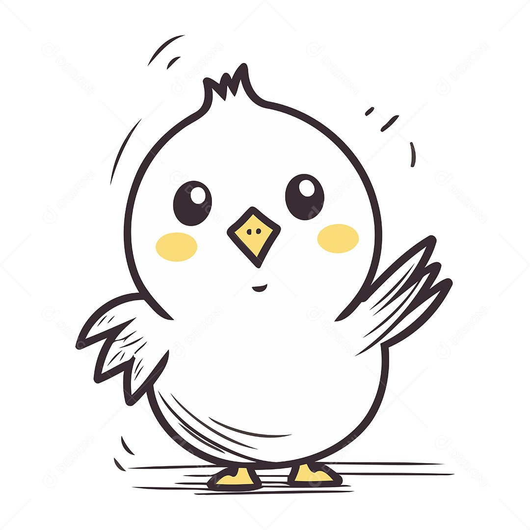 Pintinho Fofo de Desenho Animado Ilustração Vetor EPS