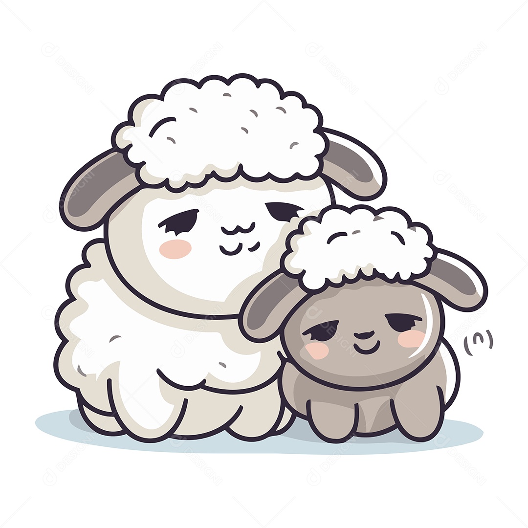 Ovelhas Fofa Desenho Animado Fofa Ilustração Vetor EPS
