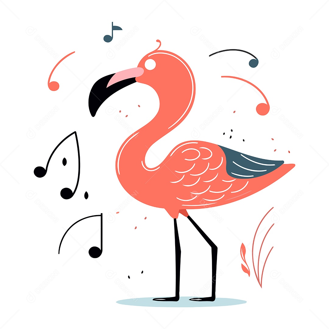 Flamingo de Desenho Animado Ilustração Vetor EPS