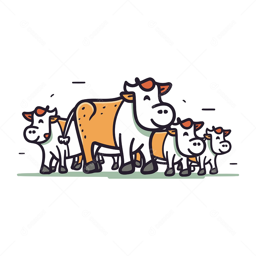 Grupos de Vacas Ilustração Vetor EPS