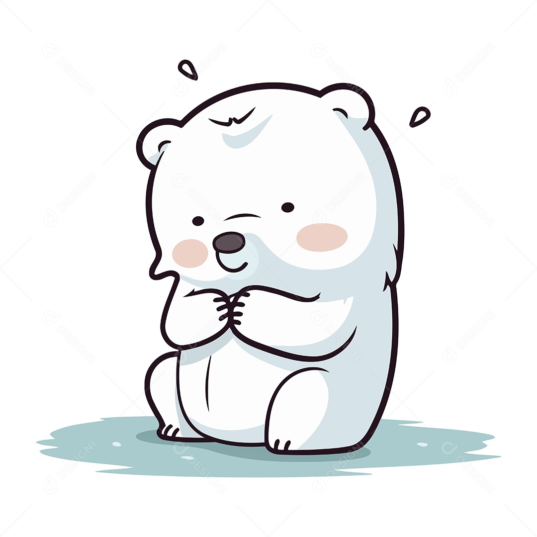 Urso Polar Fofo de Desenho Animado Ilustração Vetor EPS
