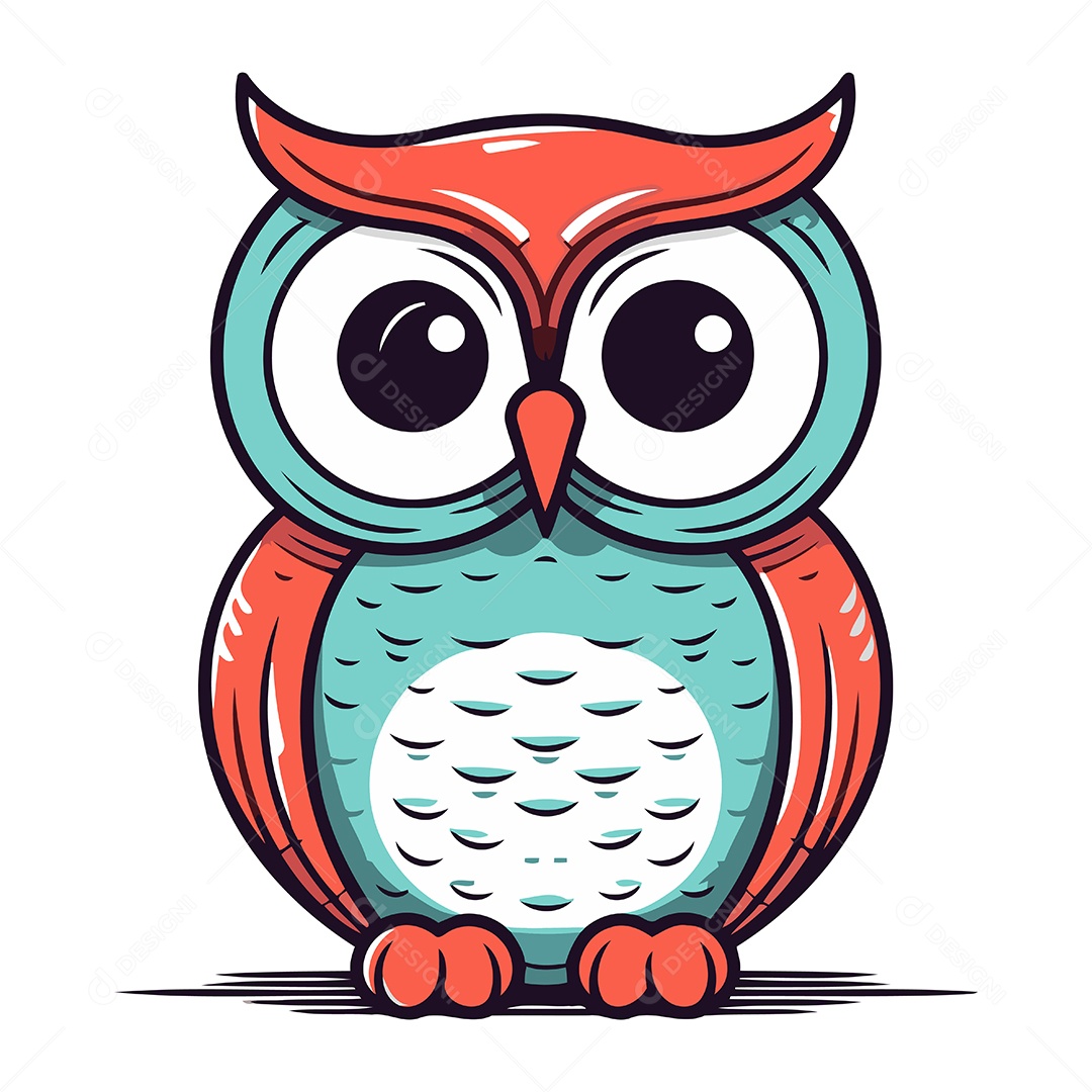 Coruja Fofa de Desenho Animado Ilustração Vetor EPS