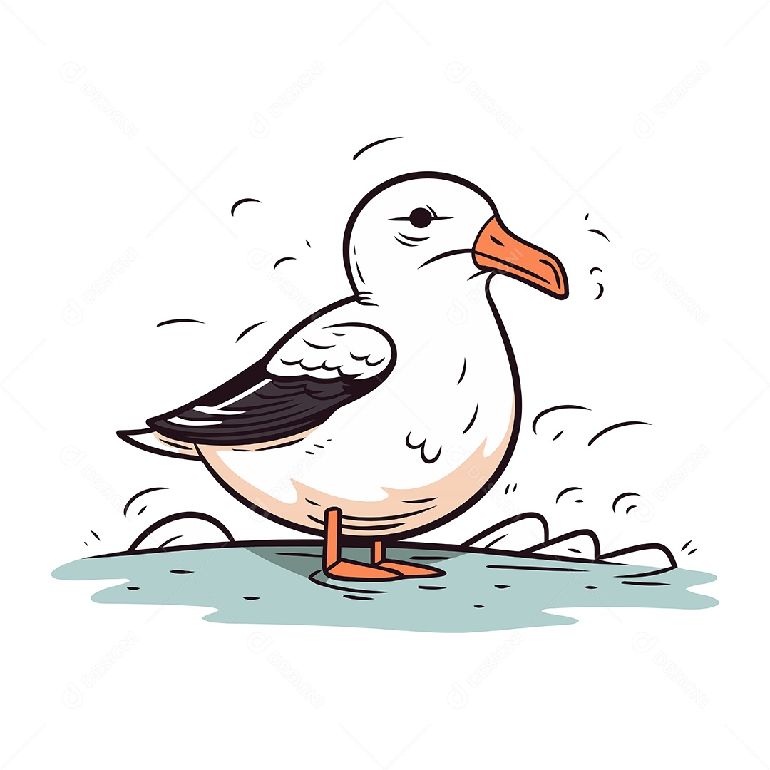 Gaivota de Desenho Animado Ilustração Vetor EPS