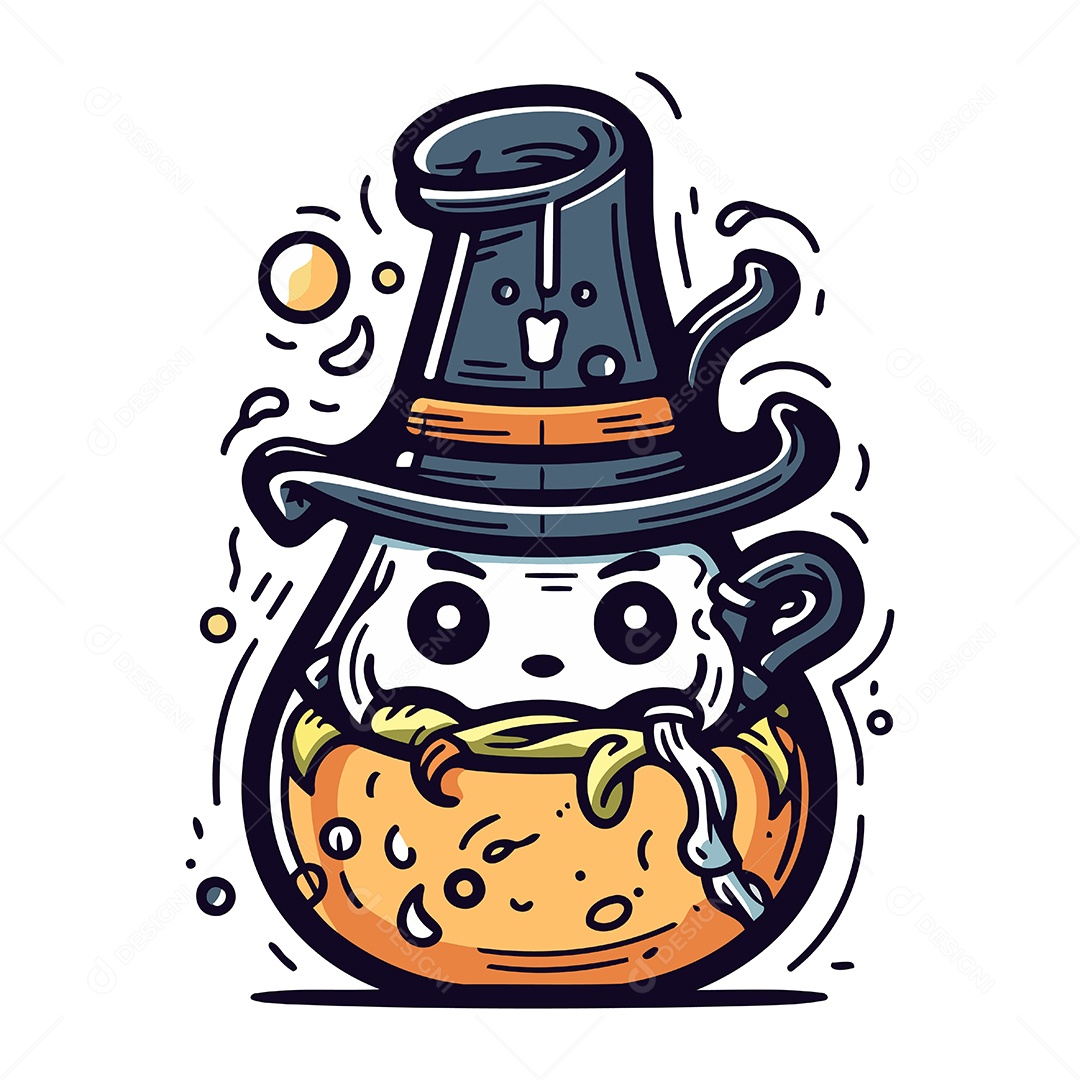 Boneco de Neve com Chapéu Mágico Ilustração Vetor EPS