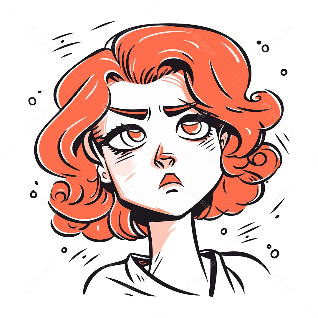 Mulher Ruiva de Desenho Animado Ilustração Vetor EPS