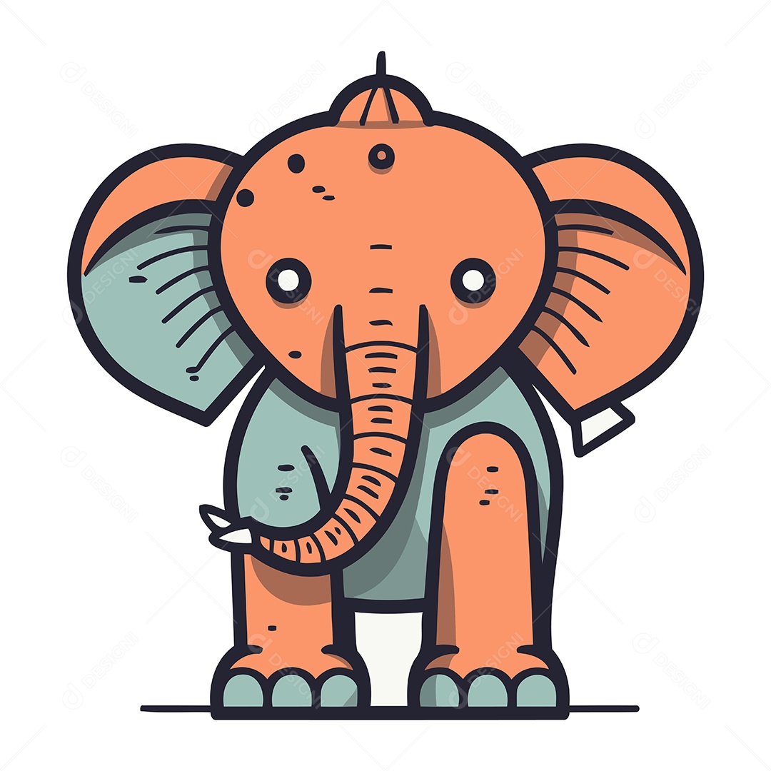 Elefante Fofo de Desenho Animado Ilustração Vetor EPS