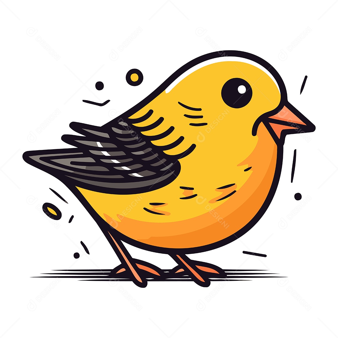 Passarinho Amarelo Desenho Animado Ilustração Vetor EPS