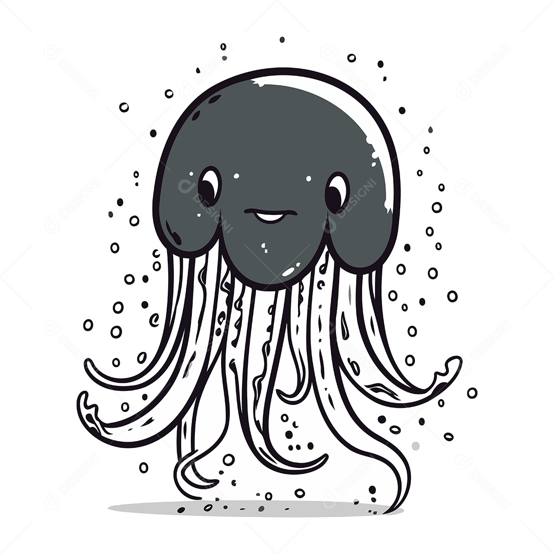 Água Viva de Desenho Animado Ilustração Vetor EPS