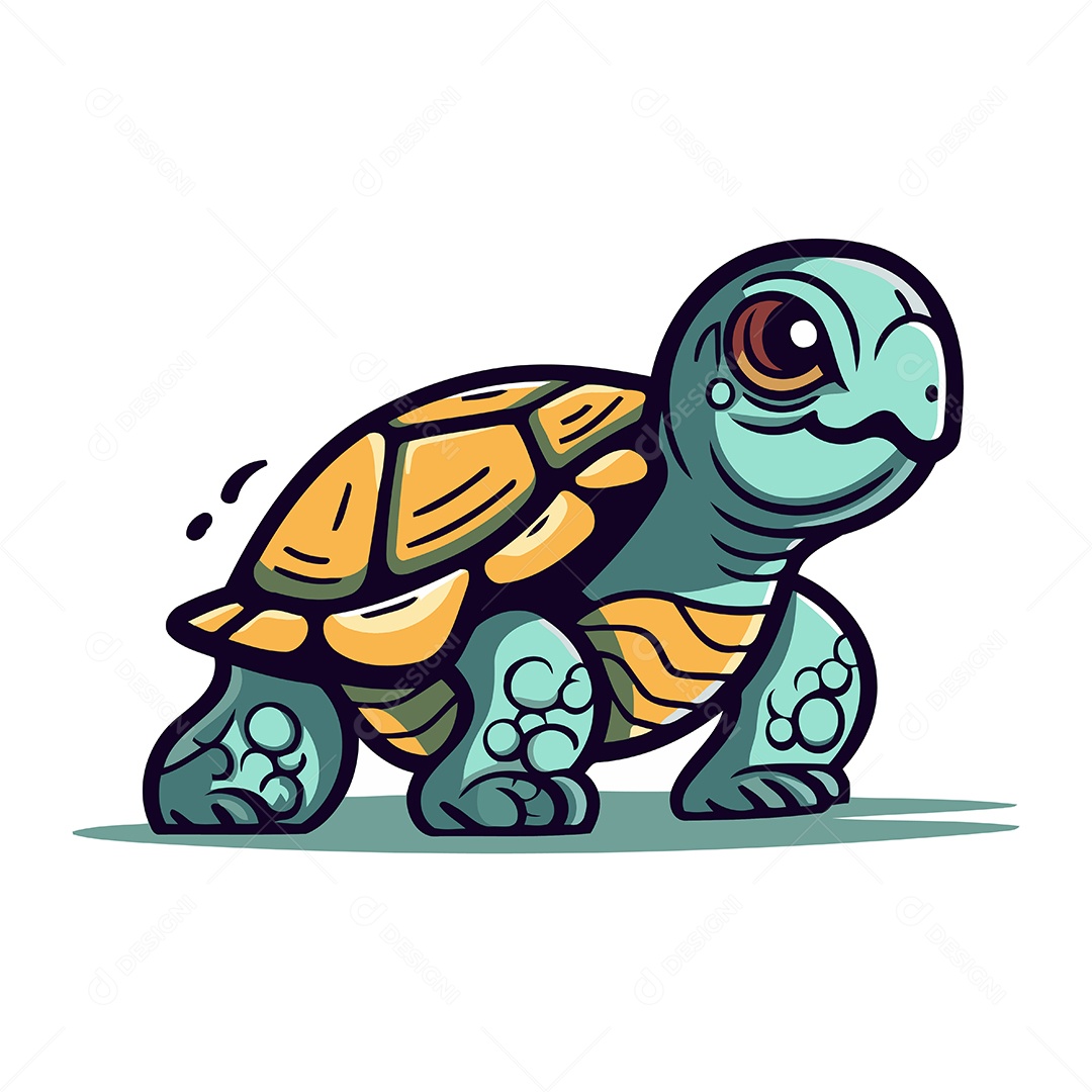 Tartaruga de Desenho Animado Ilustração Vetor EPS
