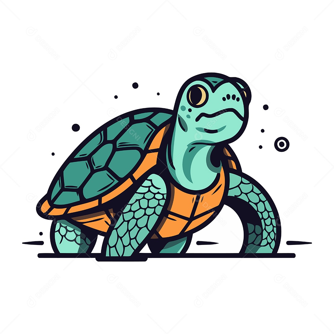 Tartaruga de Desenho Animado Ilustração Vetor EPS