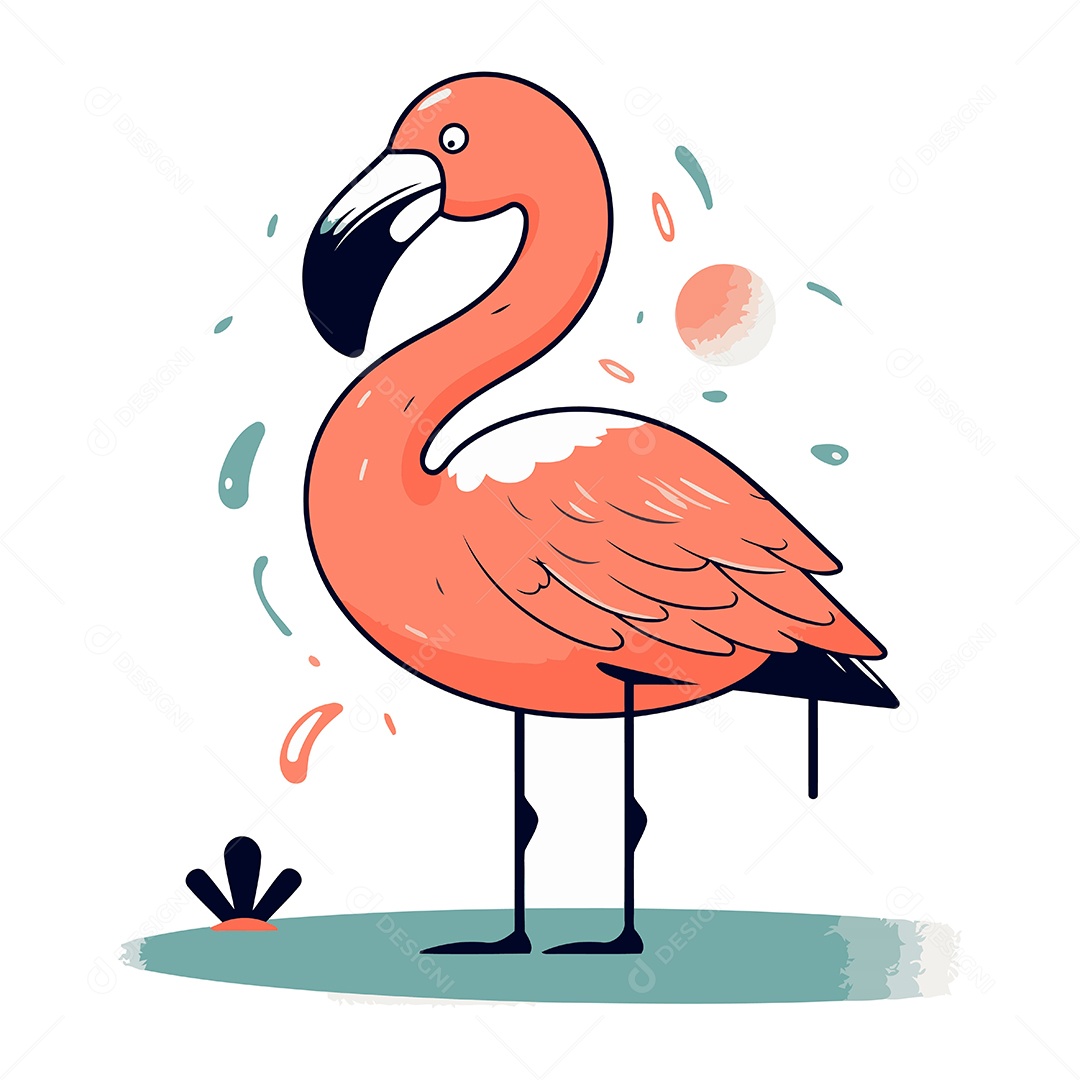 Flamingo de Desenho Animado Ilustração Vetor EPS