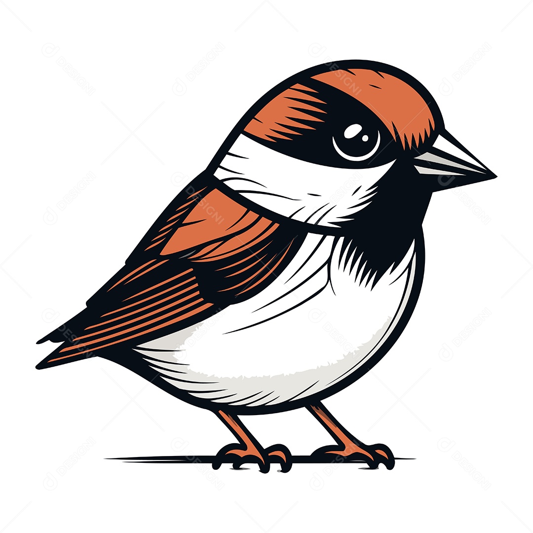 Pássaro Pardal de Desenho Animado Ilustração Vetor EPS