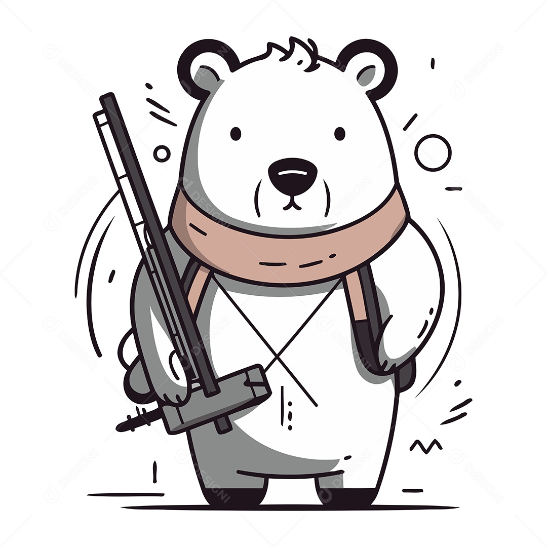 Urso Polar de Desenho Animado Ilustração Vetor EPS