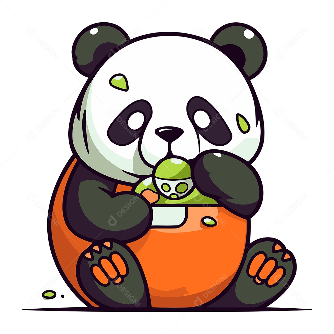 Urso Panda de Desenho Animado Ilustração Vetor EPS