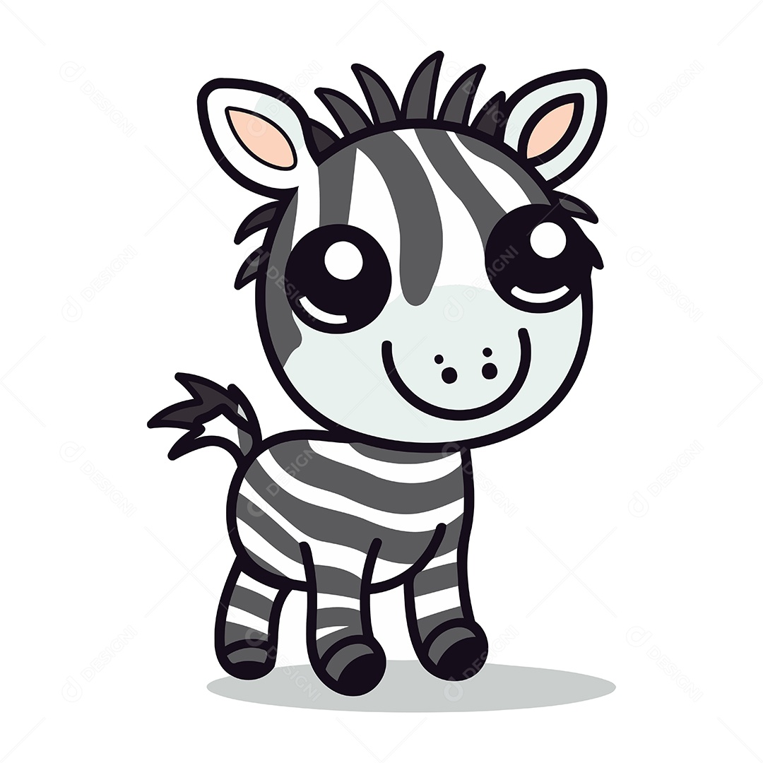 Zebra Fofa de Desenho Animado Ilustração Vetor EPS