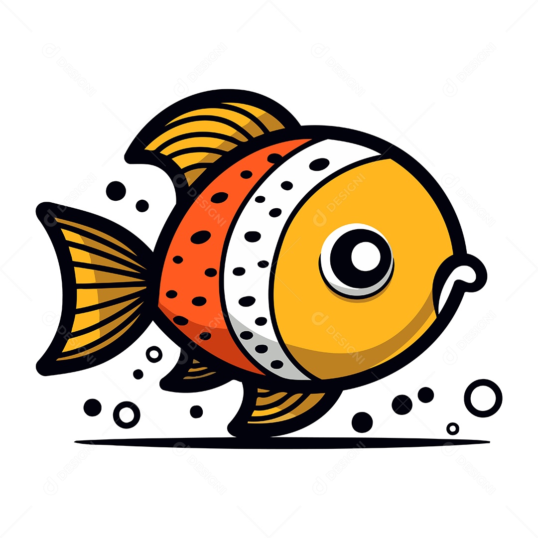 Peixe Fofo de Desenho Animado Ilustração Vetor EPS
