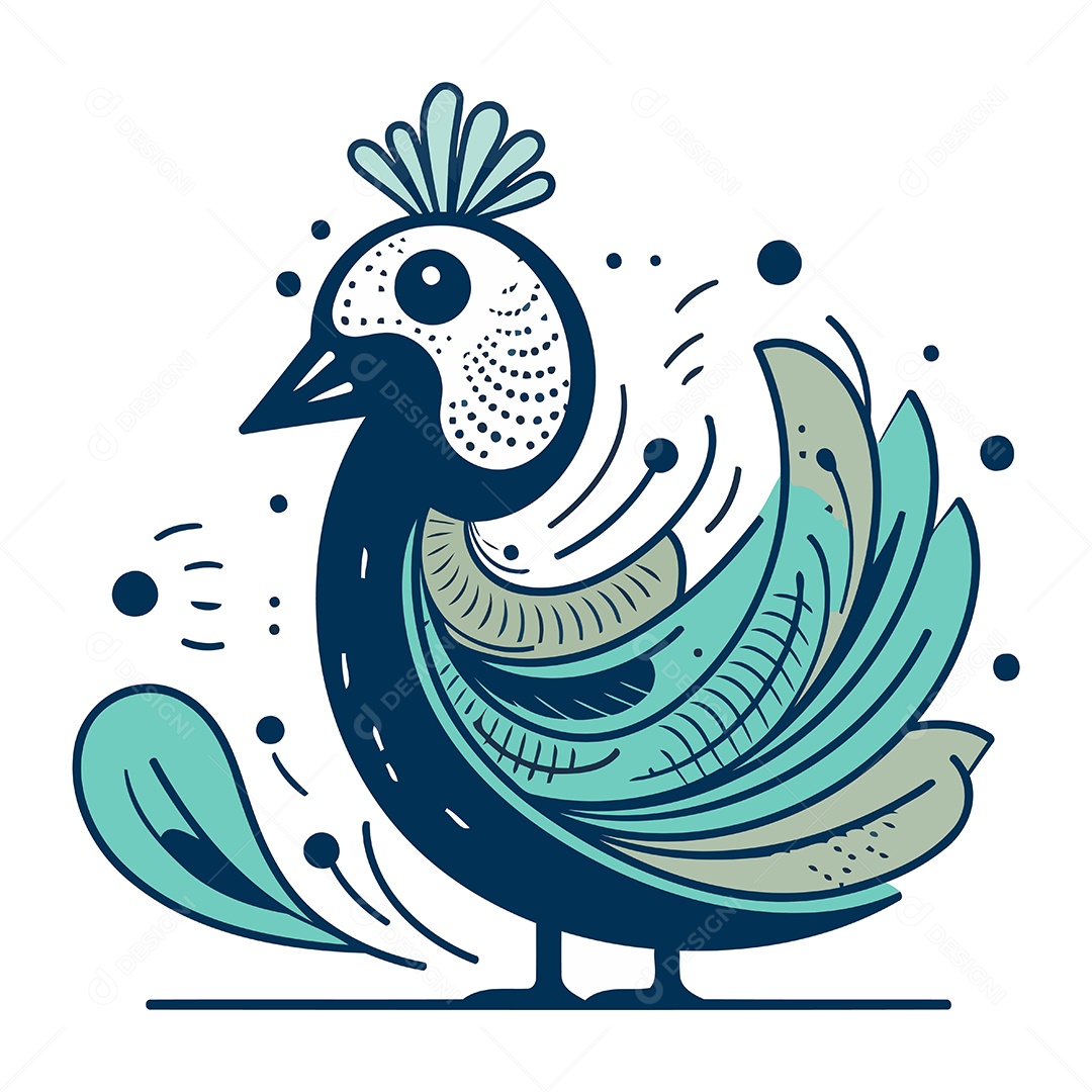 Pavão de Desenho Animado Ilustração Vetor EPS