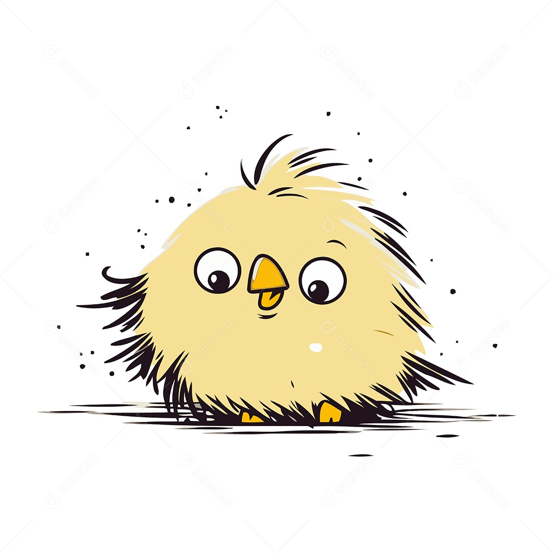 Pintinho Fofo de Desenho Animado Ilustração Vetor EPS