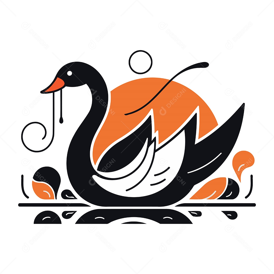 Cisne de Desenho Animado Ilustração Vetor EPS