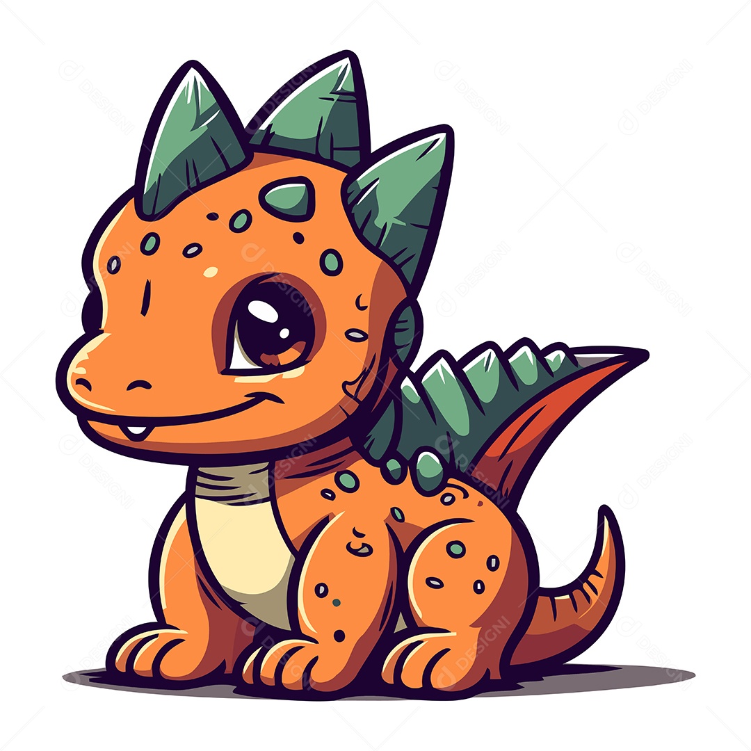 Dinossauro Fofo de Desenho Animado Ilustração Vetor EPS