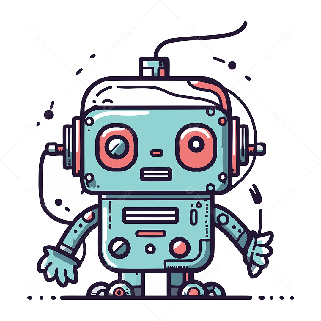 Robô de Desenho Animado Ilustração Vetor EPS