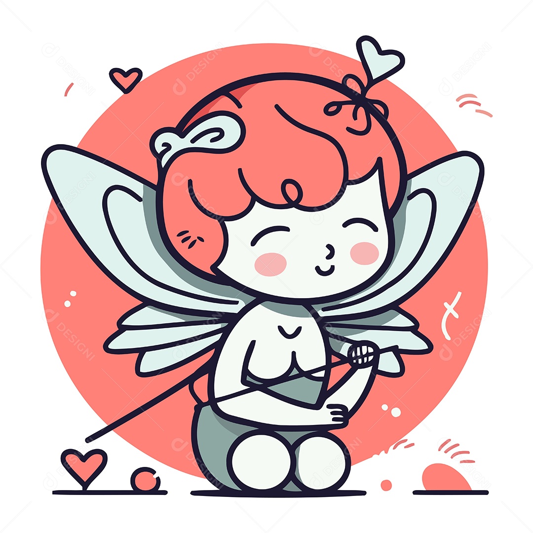 Cupido Fofo de Desenho Animado Ilustração Vetor EPS