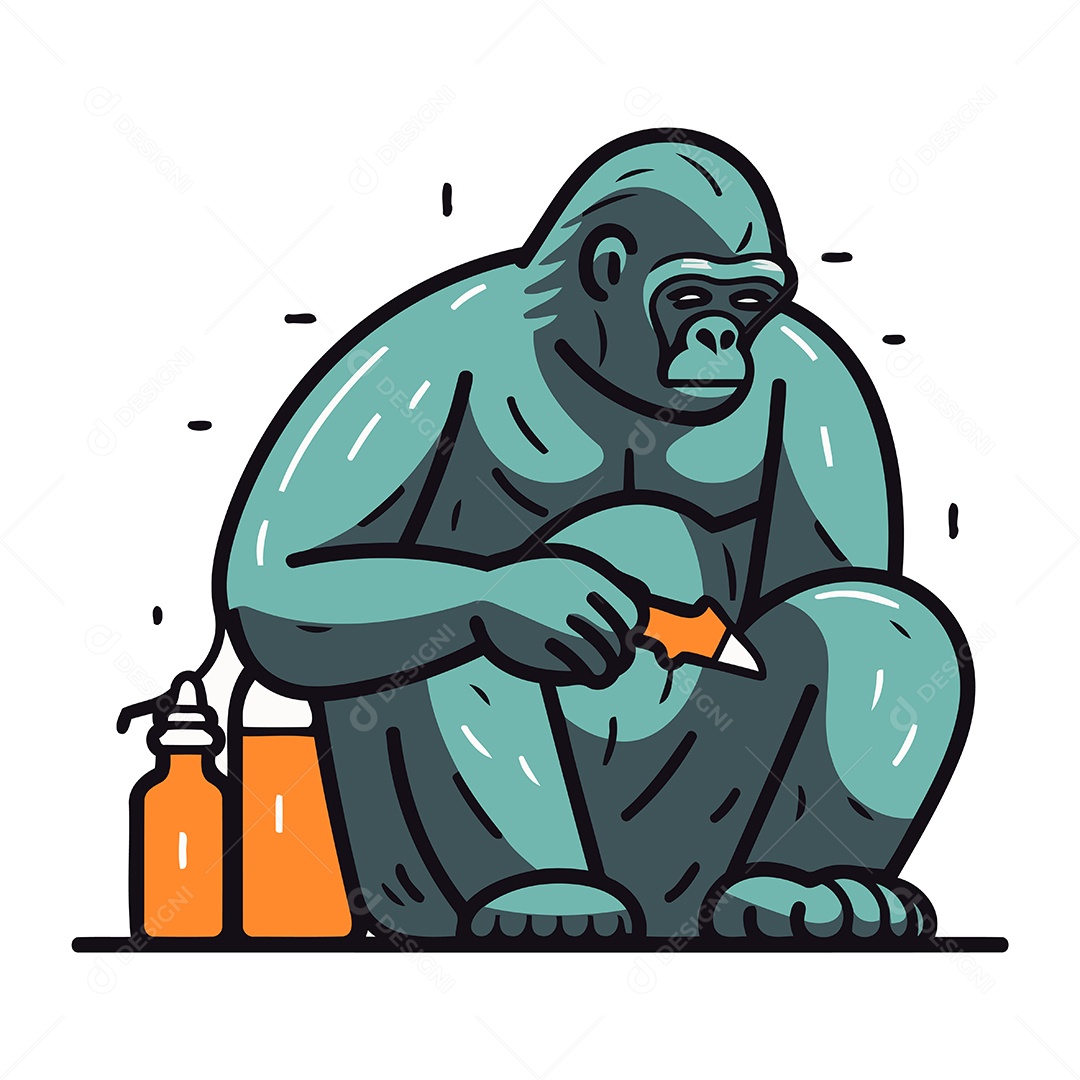 Gorila de Desenho Animado Ilustração Vetor EPS