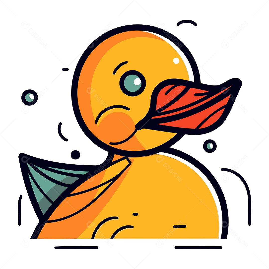 Pato Amarelo Fofo Ilustração Vetor EPS