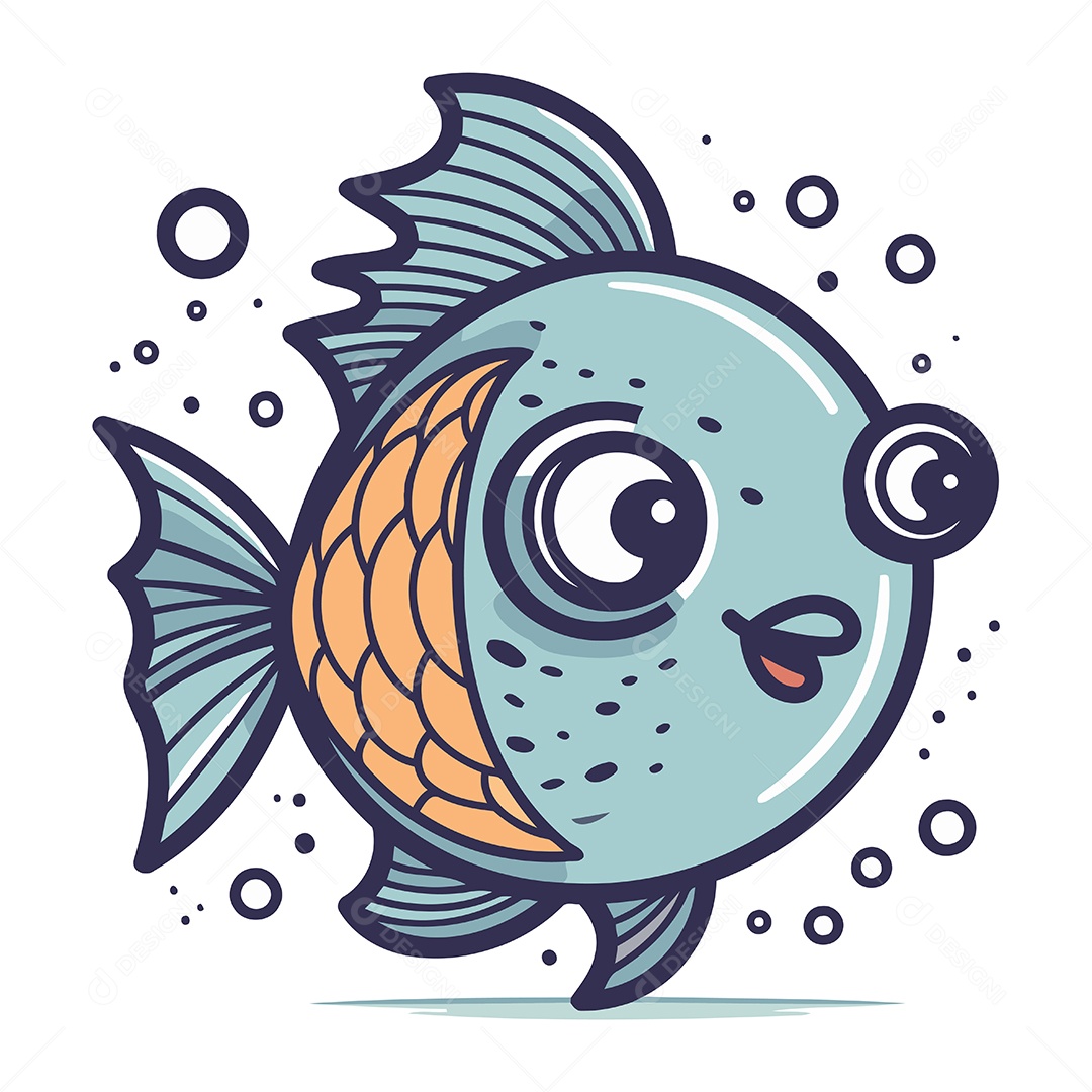 Peixe de Desenho Animado Ilustração Vetor EPS