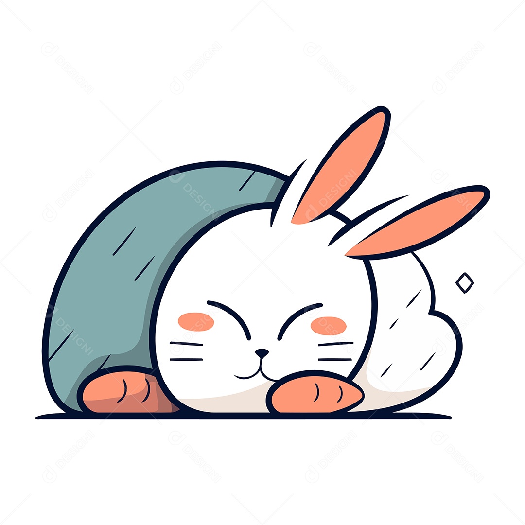 Coelho de Desenho Animado Fofo Dormindo Ilustração Vetor EPS