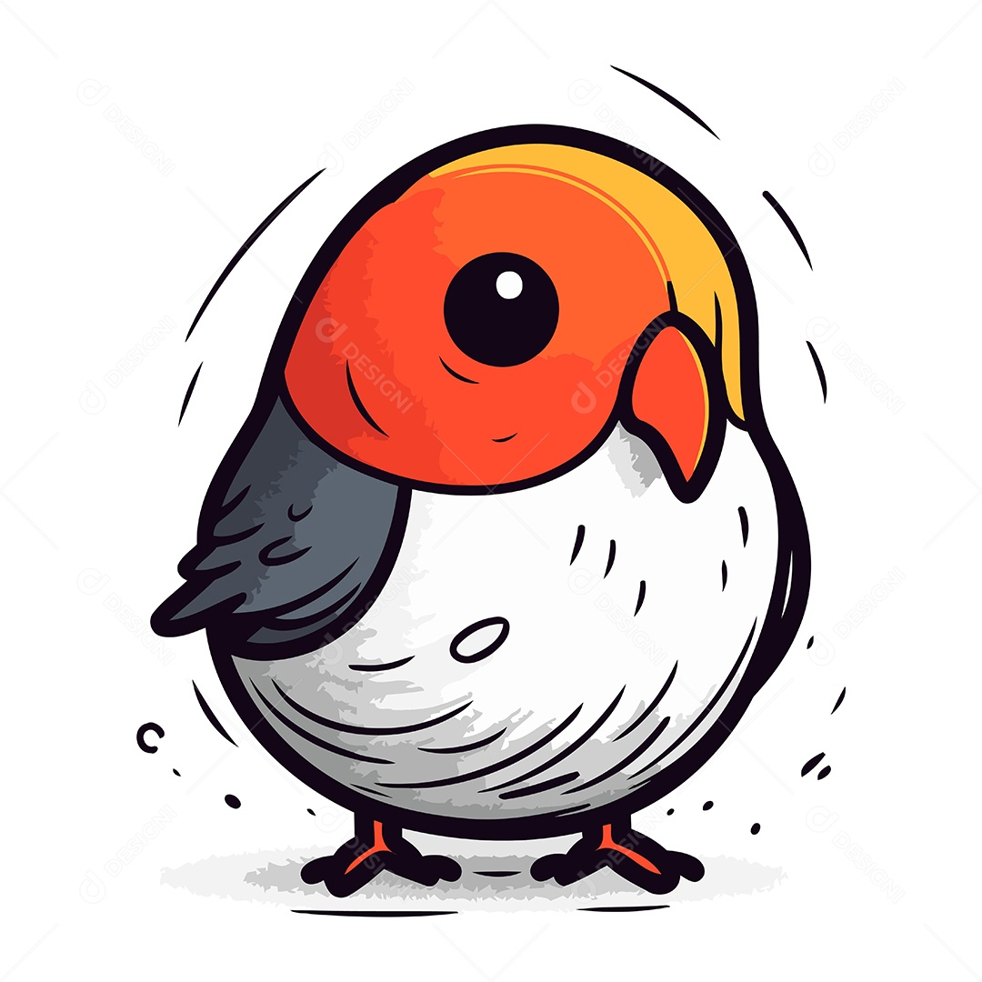 Passarinho Fofo de Desenho Animado Ilustração Vetor EPS