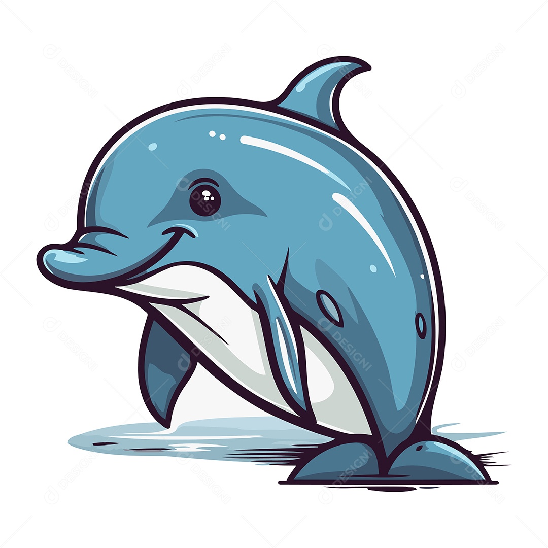 Golfinho de Desenho Animado Ilustração Vetor EPS