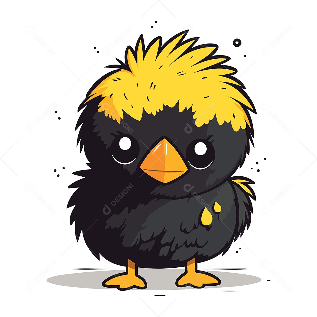 Pintinho Fofo de Desenho Animado Ilustração Vetor EPS