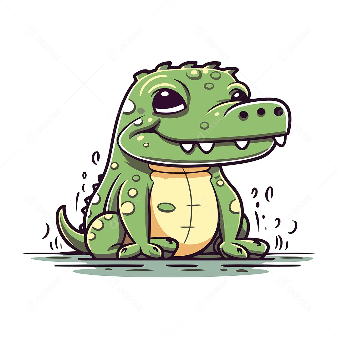Crocodilo de Desenho Animado Ilustração Vetor EPS