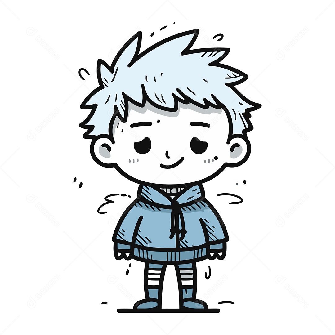 Garoto Fofo de Desenho Animado Ilustração Vetor EPS