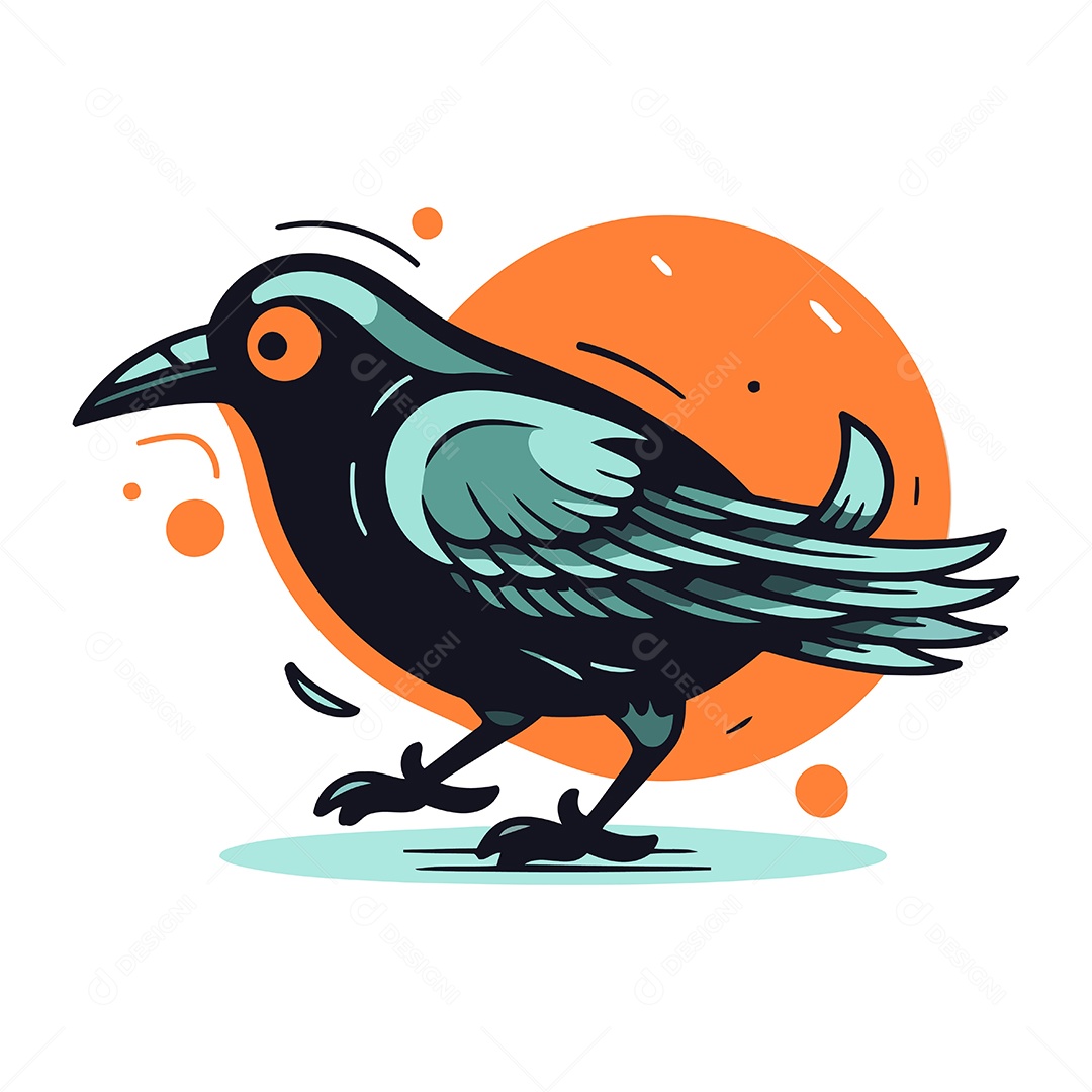 Corvo de Desenho Animado Ilustração Vetor EPS