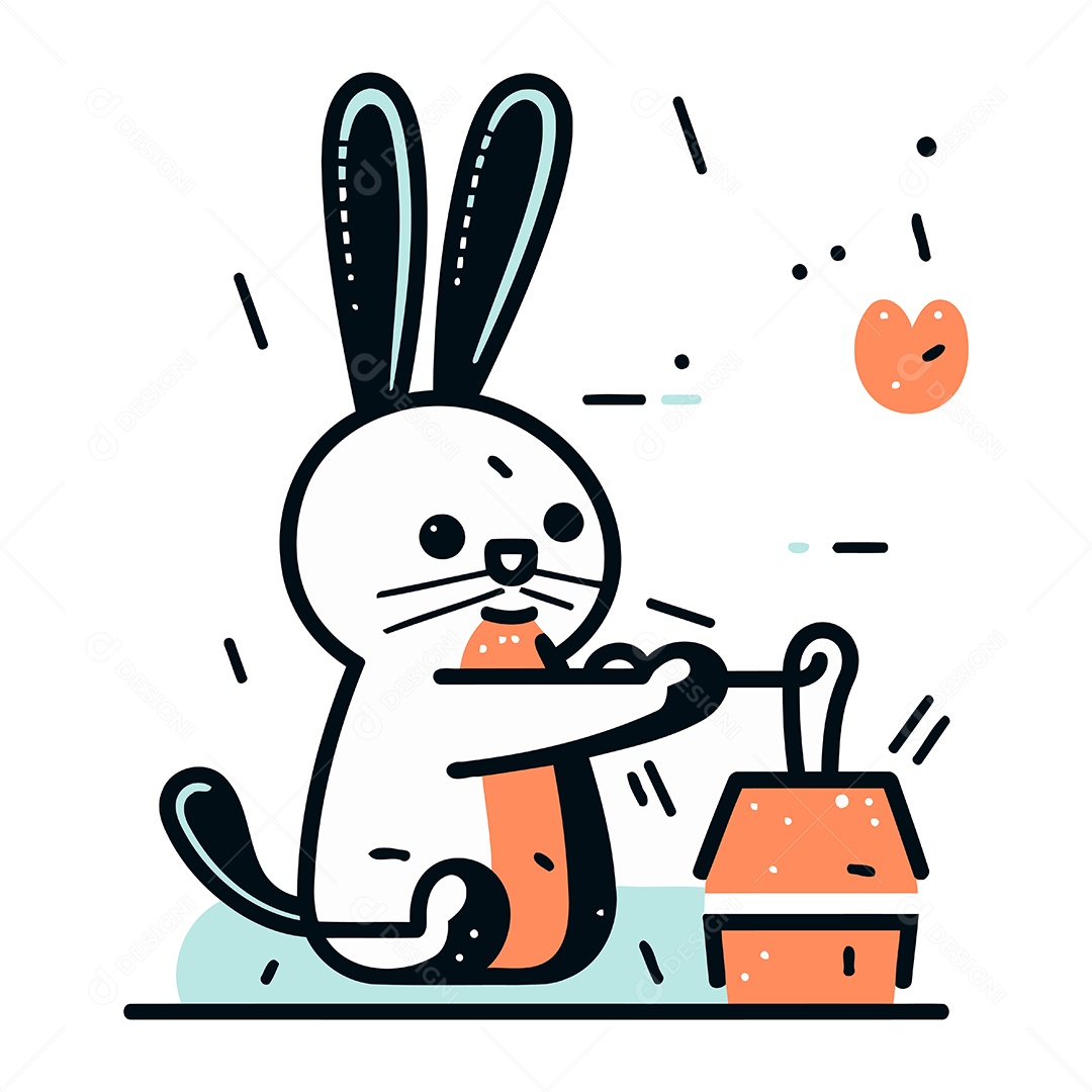 Coelho Fofo de Desenho Animado Ilustração Vetor EPS