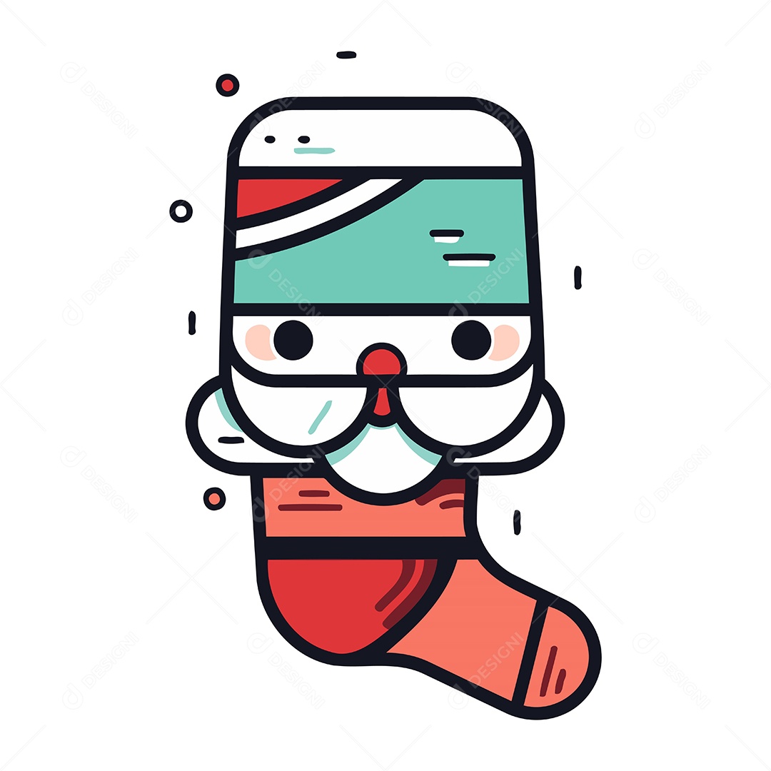 Meia de Papel Noel Desenho Animado Ilustração Vetor EPS