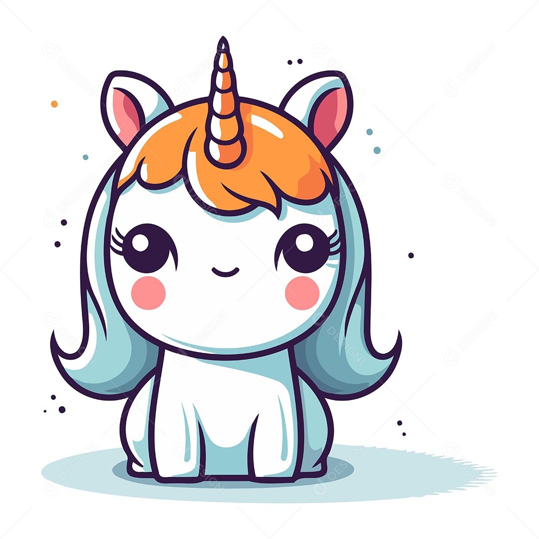 Unicórnio Fofo de Desenho Animado Ilustração Vetor EPS