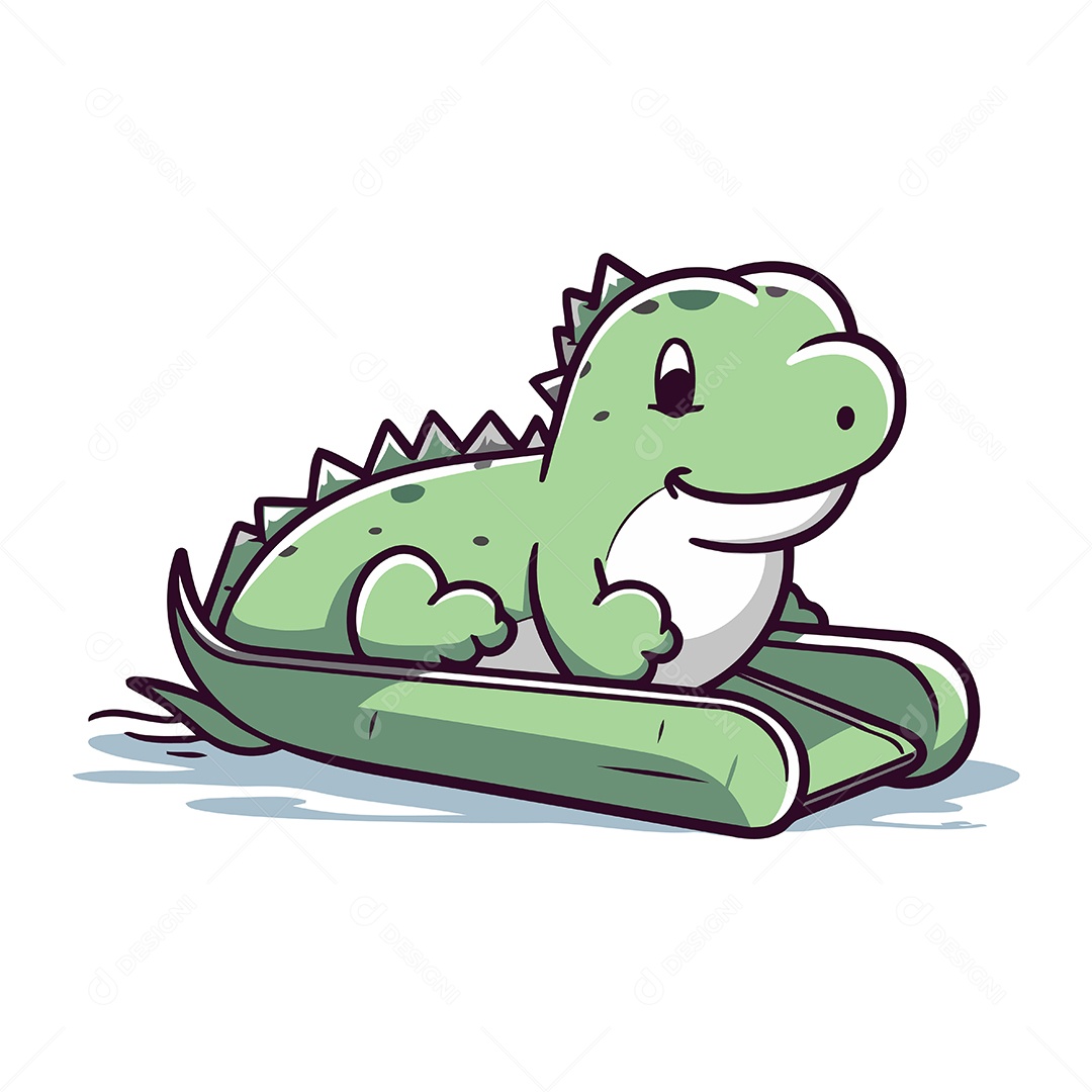 Iguana Verde Fofa Desenho Animado Ilustração Vetor EPS