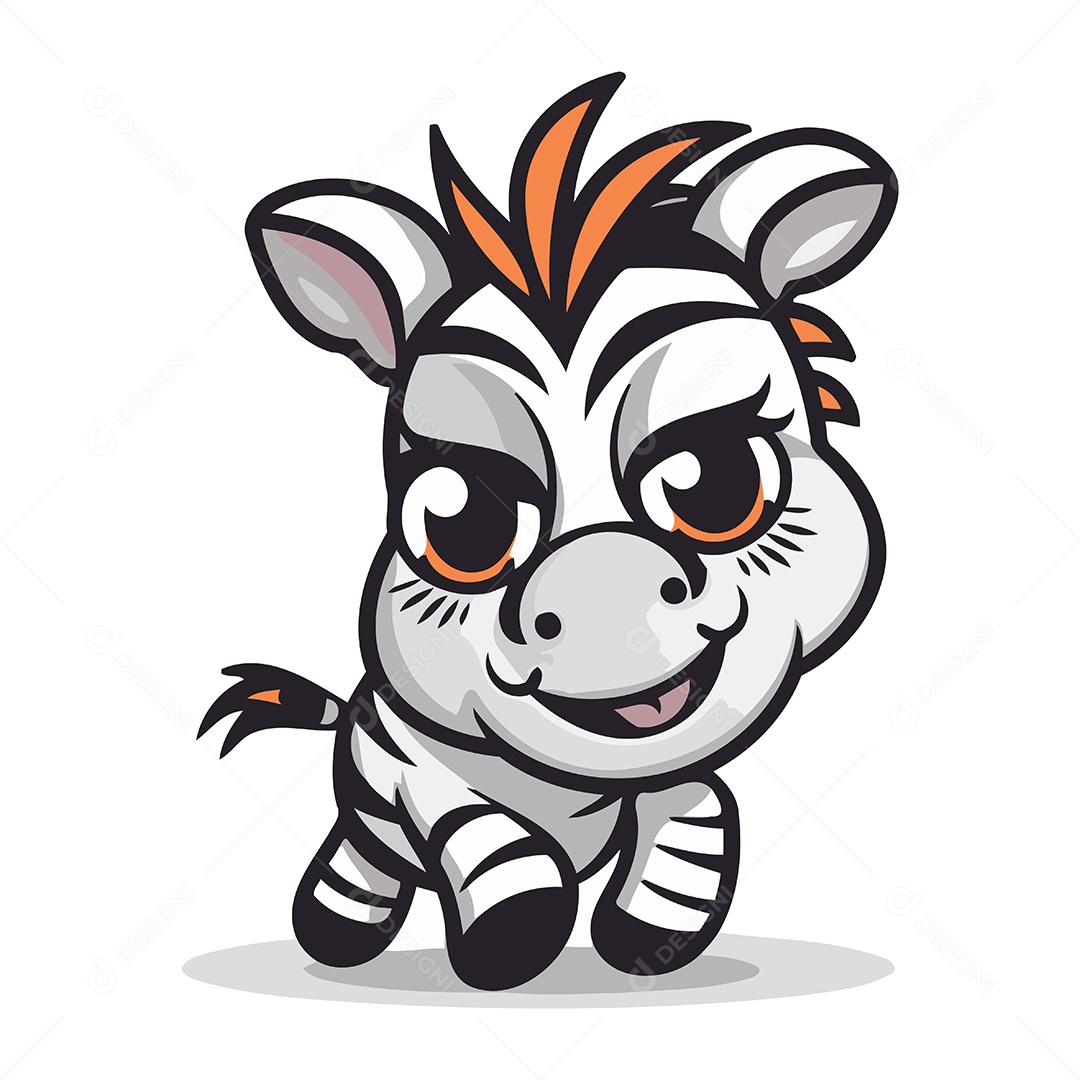Zebra Fofa de Desenho Animado Ilustração Vetor EPS