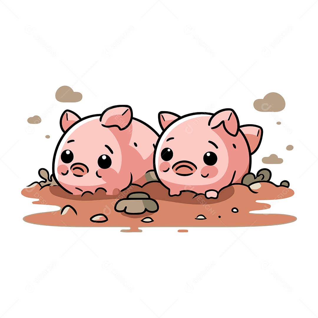 Porcos de Desenho Animado Ilustração Vetor EPS