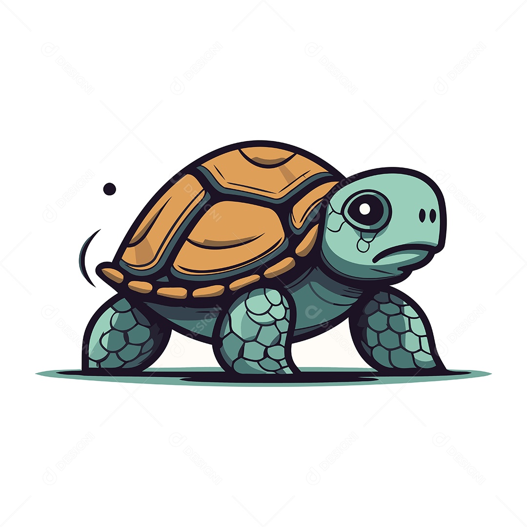 Tartaruga de Desenho Animado Ilustração Vetor EPS