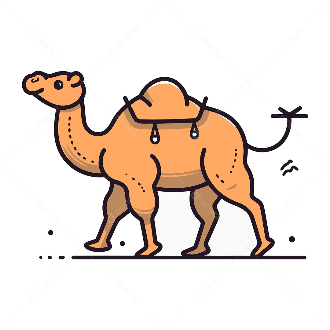 Camelo de Desenho Animado Ilustração Vetor EPS