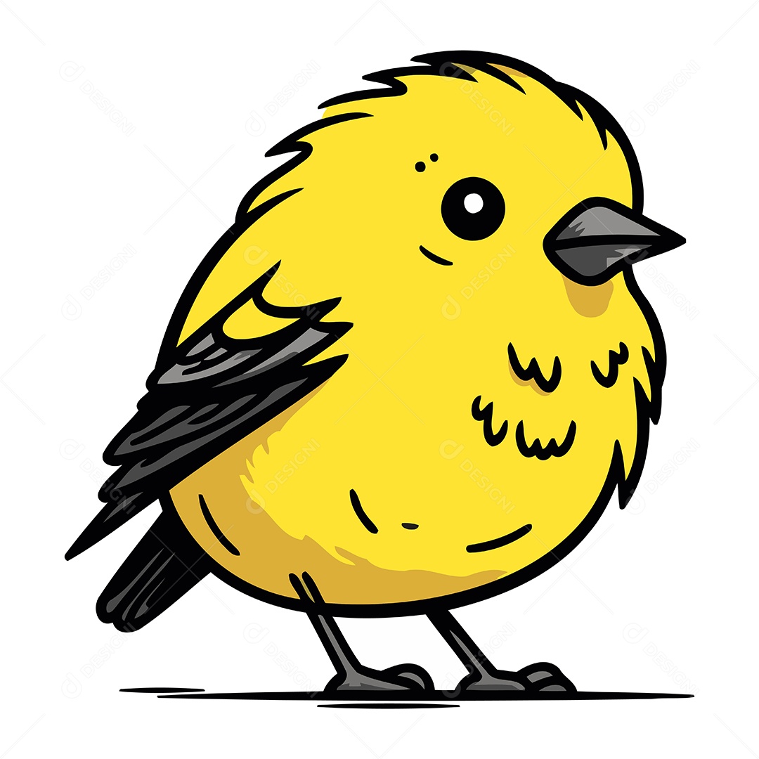 Passarinho Amarelo Desenho Animado Ilustração Vetor EPS