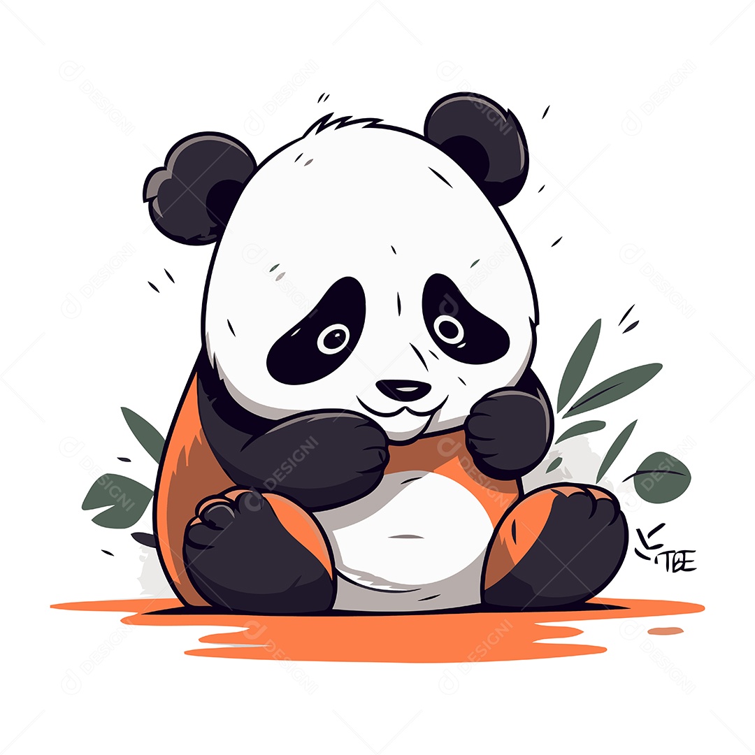 Urso Panda de Desenho Animado Ilustração Vetor EPS