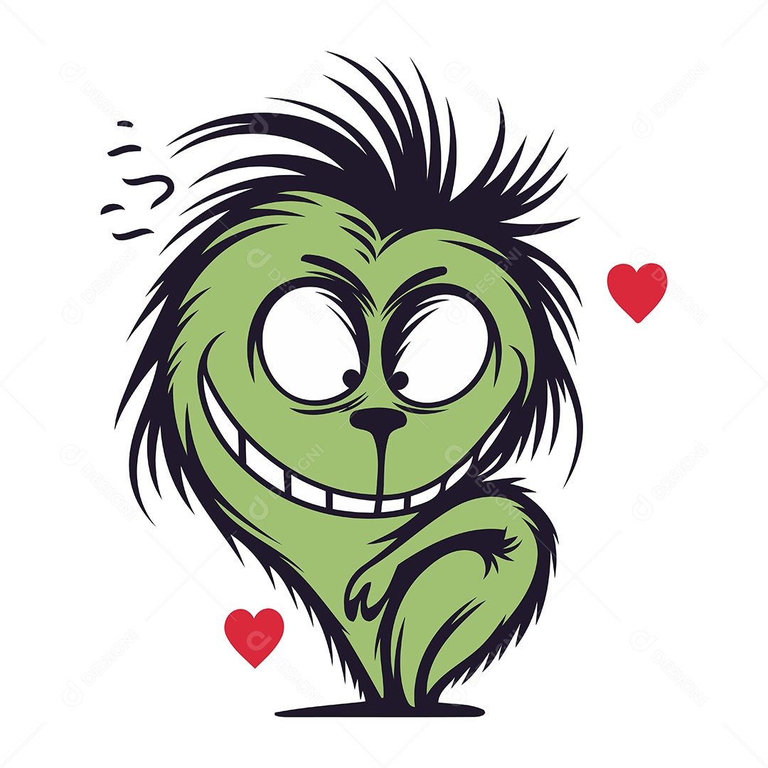 Monstro com Coração Ilustração Vetor EPS