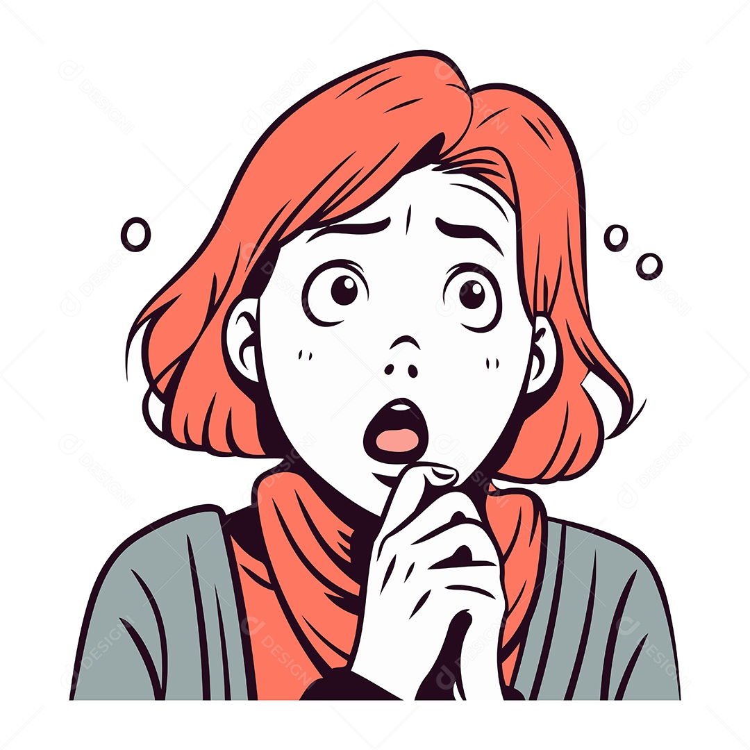 Garota Ruiva Supresa Ilustração Vetor EPS