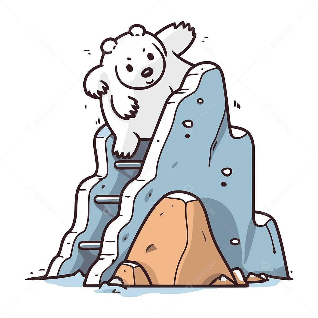 Urso Polar de Desenho Animado Ilustração Vetor EPS